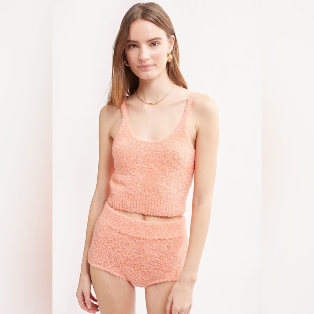 Le Ore Cozy Orange Knit Tank and Skirt Set / Short Size S / Top M
